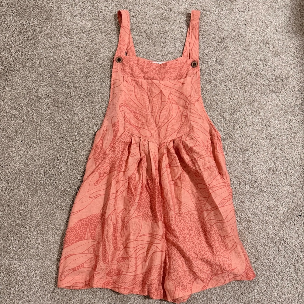 Simply Sisters Elegant Coral Leaf Print Jumpsuit